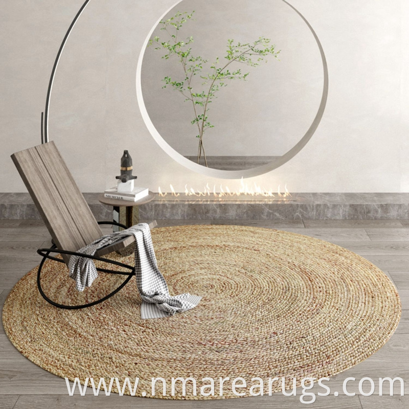 Round Natural Fiber Baided Area Rugs Carpets Floor Mats